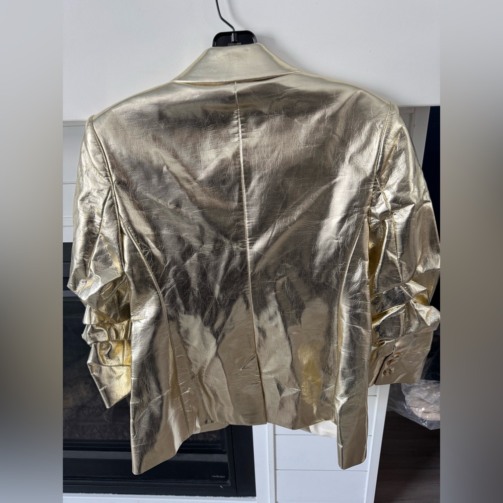CINQ À SEPT Khloe Metallic Faux Leather Blazer Size 2 NWT - Picture 12 of 12
